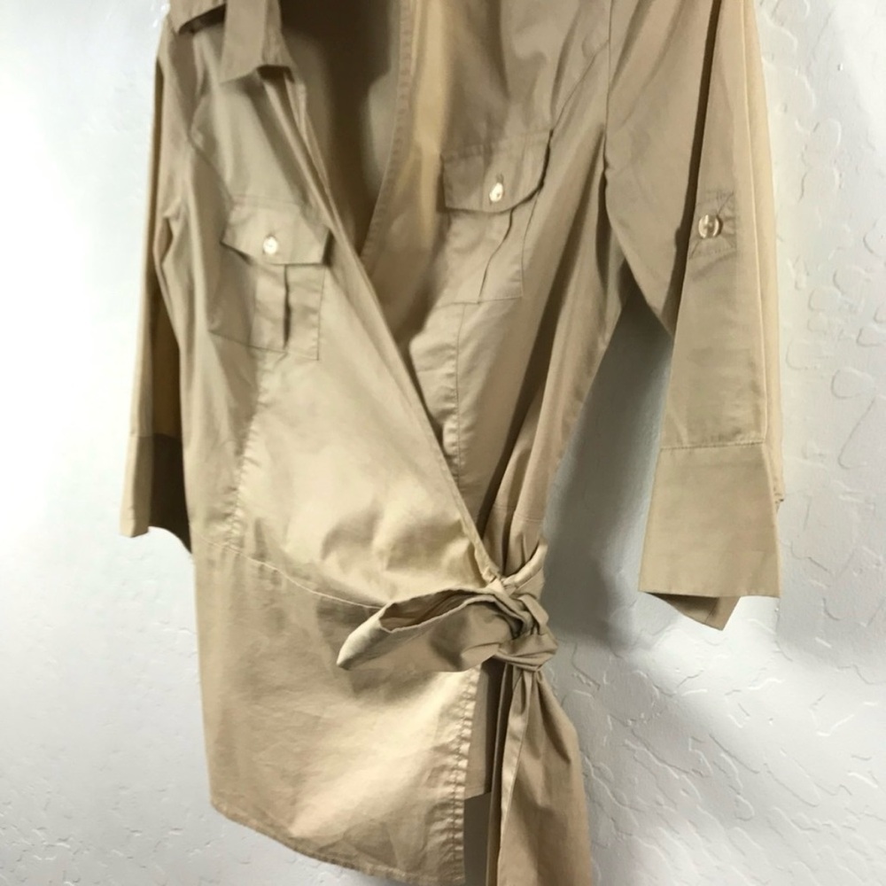 Boston Proper Tan Utility Blouse - Picture 2 of 10